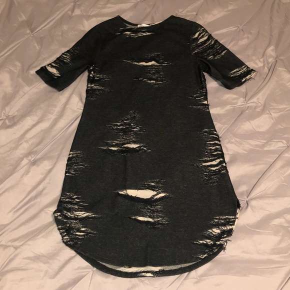 Black Bead Destroyed Knit Dress W/Side Slit (L) - Picture 5 of 9